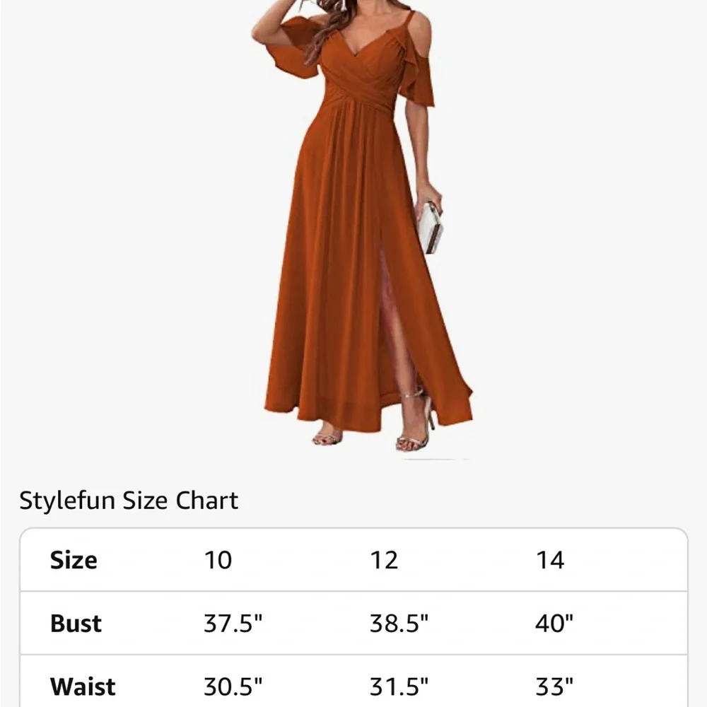 Burnt Orange Maxi Dress with Ruched Bodice and Flutter Sleeves - Picture 4 of 6
